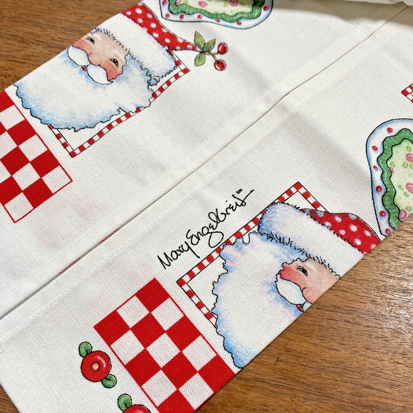 NWOT Mary Engelbreit Christmas Santa Tea Kitchen Towel 100% Cotton Made in USA - Picture 3 of 7